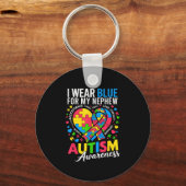 私は衣服ブルーを甥の自閉症の意識のために キーホルダー (正面)
