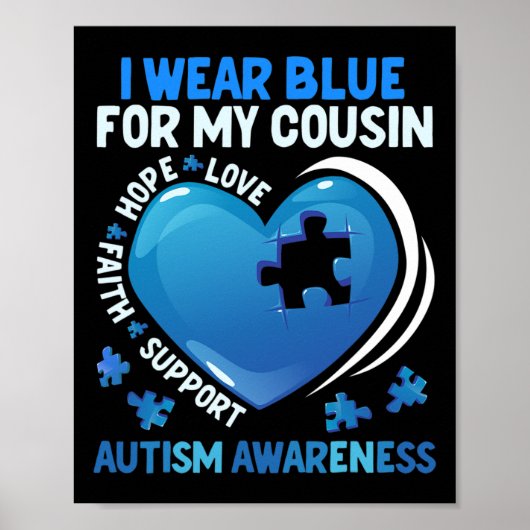 私は衣服ブルー私のいとこ子供の自閉症の意識 ポスター (正面)