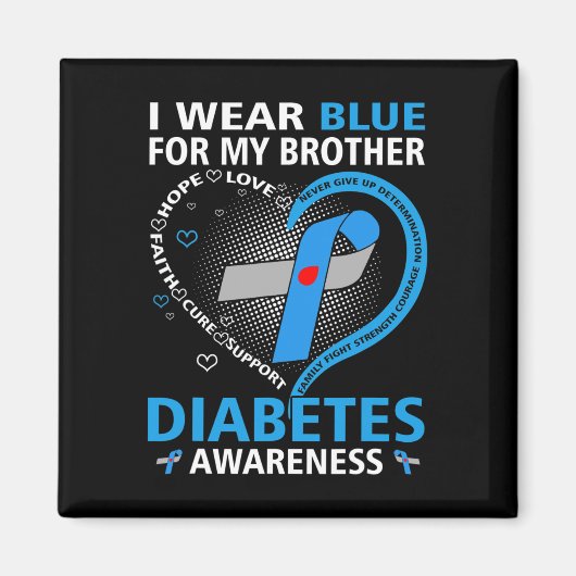 私は衣服ブルー私の兄の希望の愛の糖尿病アワル マグネット (正面)