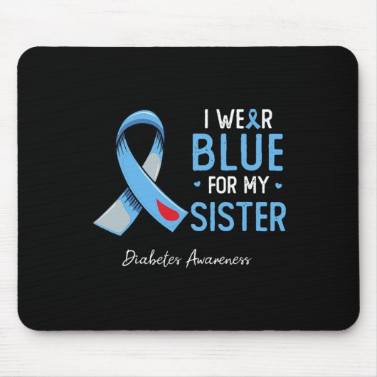 私は衣服ブルー私の妹の糖尿病認識度月 マウスパッド (正面)