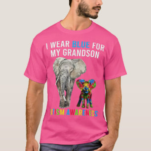 私は衣服ブルー私の孫の自閉症の意識おもしろい Tシャツ