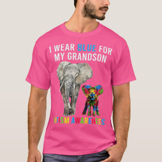 私は衣服ブルー私の孫の自閉症の意識おもしろい Tシャツ