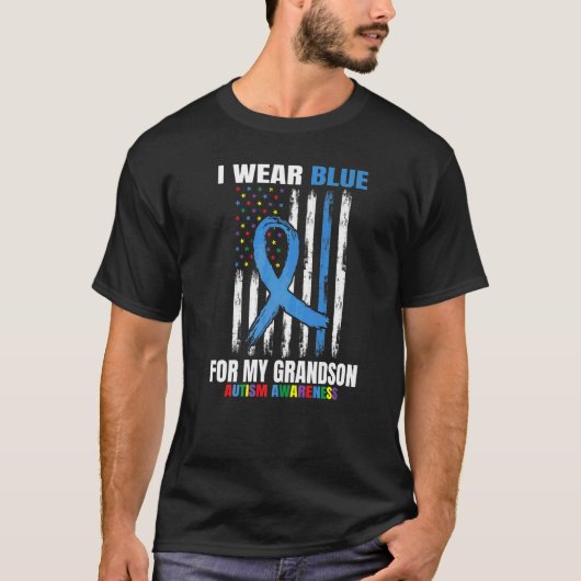 私は衣服ブルー私の孫の自閉症意識アメリ Tシャツ (正面)
