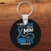 私は衣服ブルー私の母のための糖尿病認識度 キーホルダー (正面)