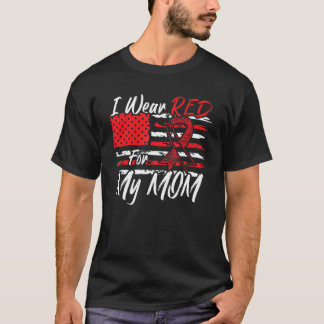 私は衣服レッド私の母のためのアメリカの赤いハート旗の願い Tシャツ
