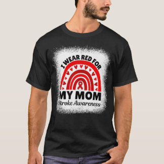 私は衣服レッド私の母の脳卒中の認識度月歩く Tシャツ