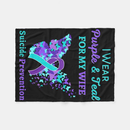 私は衣服紫と妻のティール(緑がかった色)は自殺を防ぐ フリースブランケット (正面(横))