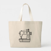 私は裁縫の時は幸せだ ラージトートバッグ (裏面)