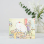 私は裁縫シロクマのバニーの水色が大好き ポストカード (スタンド正面)