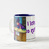 私は襲います本の点検を読むことを愛します ツートーンマグカップ (正面左)