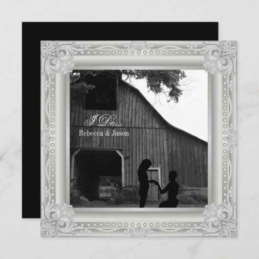 私は西部のカントリー婚約パーティ 招待状 (正面/裏面)