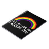 私は見る 私は愛してる 私はあなたを受け入れる ゲイプライド LGBT シャツ ノートブック (左側)