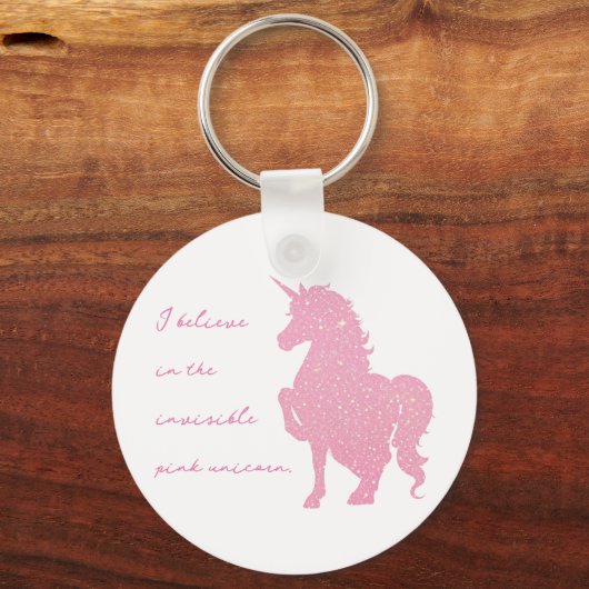 私は見信じえないピンクのユニコーンで。 キーホルダー (正面)