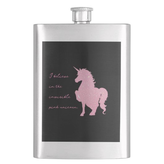 私は見信じえないピンクのユニコーンで。 フラスク (正面)