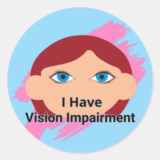 私は視覚障害を持っている – ベビー顔と青 ラウンドシール (正面)