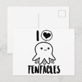 私は触手TシャツかわいいタコTシャツ大好き シーズンポストカード (正面/裏面)
