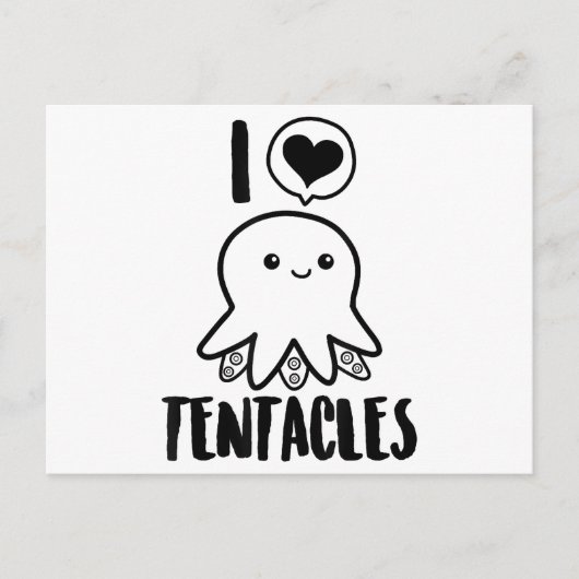 私は触手TシャツかわいいタコTシャツ大好き シーズンポストカード (正面)