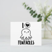私は触手TシャツかわいいタコTシャツ大好き ポストカード (スタンド正面)