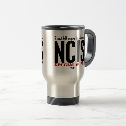 私は言いますだれでもNCISの代理店を傾きます トラベルマグ (正面右)