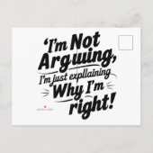 私は言い争っているのではなく、なぜ私が正しいのか説明しているだけだ インビテーションポストカード (裏面)