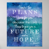 私は計画を知っている聖なる書物、 経典ブルーパープルウォーター色 ポスター (正面)