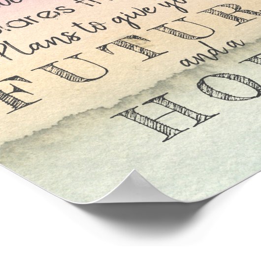 私は計画エレミヤ29:11パステル水色を知っている ポスター (角)