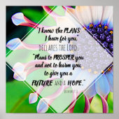 私は計画エレミヤ29:11紫のフローラを知っている ポスター (正面)