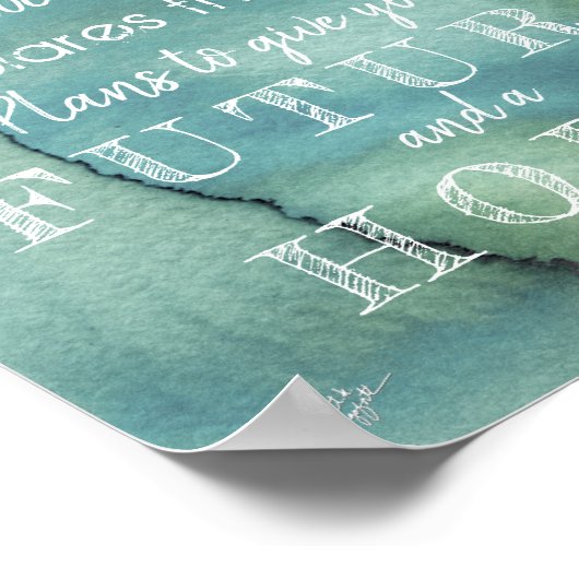 私は計画エレミヤ29:11緑の水色を知っている ポスター (角)