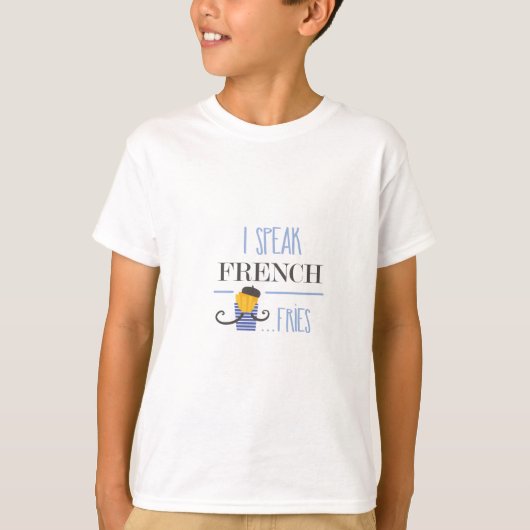 私は話しますフランス語を… 揚げ物 Tシャツ (正面)