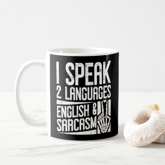 私は話二言語英語の皮肉やる気を起こさせる コーヒーマグカップ (ドーナツ)