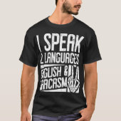 私は話二言語英語の皮肉やる気を起こさせる Tシャツ (正面)