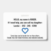 私は認知症の発話バブルがある バッジ (裏面)