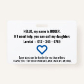 私は認知症の発話バブルがある バッジ (裏面)