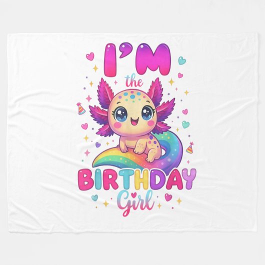 私は誕生日の女の子ウーパールーパー フリースブランケット (正面(横))