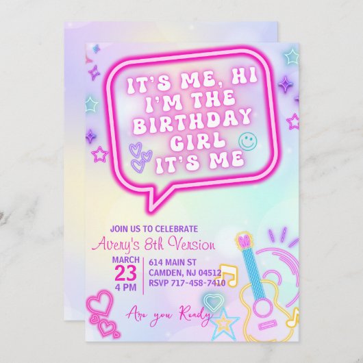 私は誕生日ガールで私の時代の誕生日 招待状 (正面/裏面)