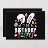 私は誕生日バニー・イースター家族のマッチング 招待状 (正面/裏面)