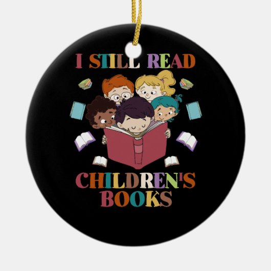 私は読まだ子どもの本を読む セラミックオーナメント (正面)