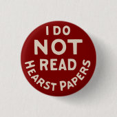 私は読みませんHearstの紙(あずき色)を 缶バッジ (正面)
