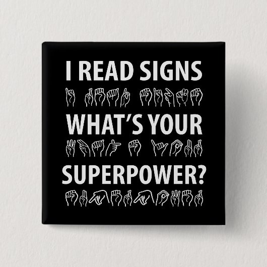私は読シンボルや象徴あなたの超能力手話は何か 缶バッジ (正面)