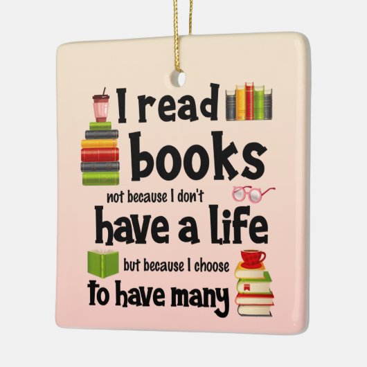 私は読多くの人生を送るので本を書く セラミックオーナメント (左)