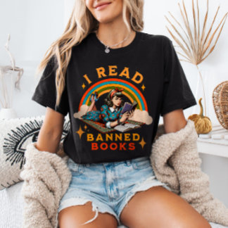 私は読本のレインボー読レトロ女の子を禁止 トライブレンドTシャツ