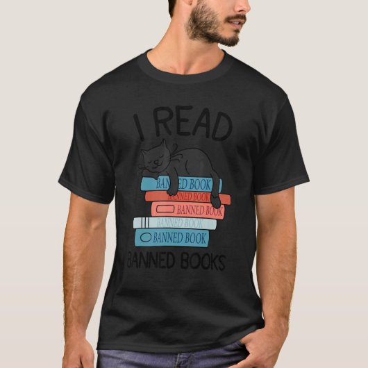 私は読本を禁止した黒猫リーダーLibrarian Fre Tシャツ (正面)