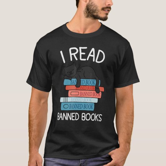 私は読本を禁止した黒猫リーダーLibrarian Fre Tシャツ (正面)