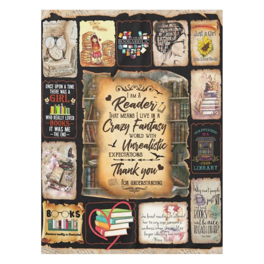 私は読者で、つまり私はファンタジーに住んでいるの熱狂するです テーブルクロス (正面)