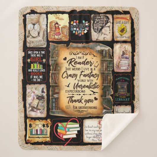 私は読者の毛布で、本好きの毛布です。 シェルパブランケット (正面)