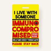 私は誰かと免疫不全バッジを持って住んでいる バッジ (裏面)