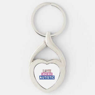 私は誰かを自閉症の歪んだハートKeychain愛します キーホルダー