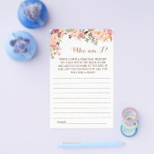 私は誰か？ピンクのフローラブライダルシャワーゲームカード チラシ (シングル)