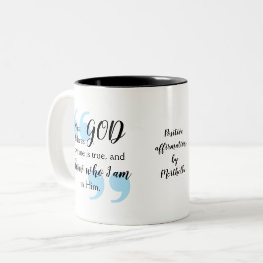 私は誰がキリスト教の肯定前向きか知っている ツートーンマグカップ (正面左)