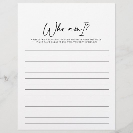 私は誰がブライダルシャワーモダンゲーム (正面)